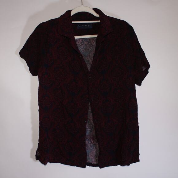Abercrombie & Fitch Red And Black Paisley Print Button Up Size L - Picture 1 of 6